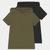 Friboo BOYS HOODED TEE 2 PACK - T-Shirt Print - Khaki/black, Kinder -Friboo Verkäufe 19a4925896ba45ab9887020b4262183d