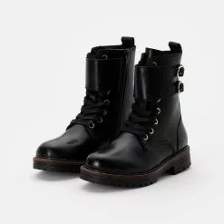 Friboo LEATHER BOOTIES - Schnürstiefelette - Black, Kinder -Friboo Verkäufe 23f63ecd4ae742559b86a7fe44bff596