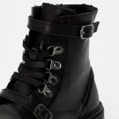 Friboo LEATHER BOOTIES - Schnürstiefelette - Black, Kinder -Friboo Verkäufe 8551ebe38f9c4275b74b28377f4646b5